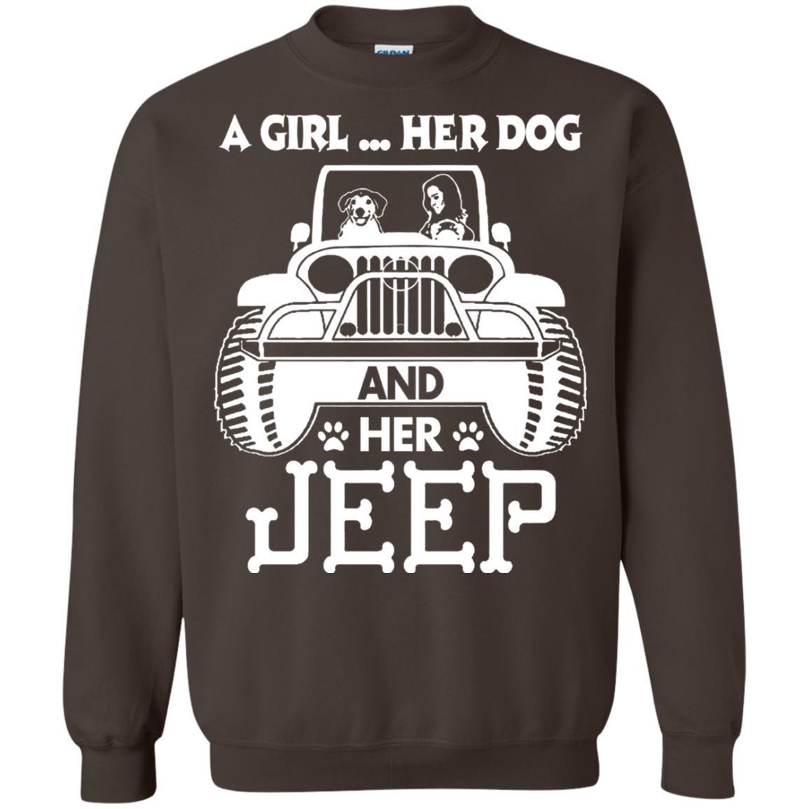 Dog Lover T-shirt A Girl Her Dog And Her Jeep Dark Chocolate
