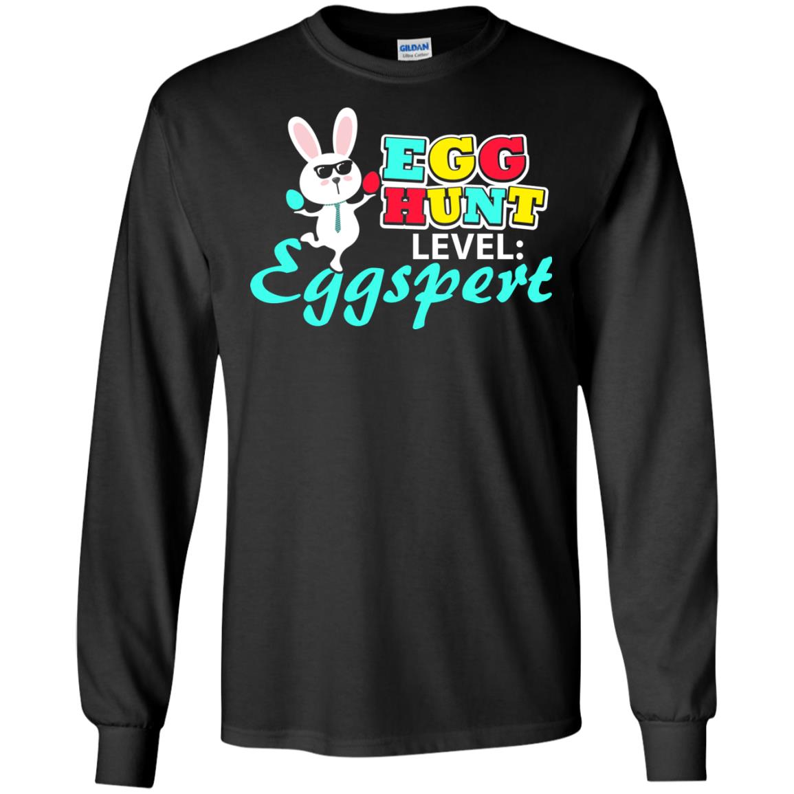 Egg Hunt Level Eggspert Easter Holiday T-shirt Black