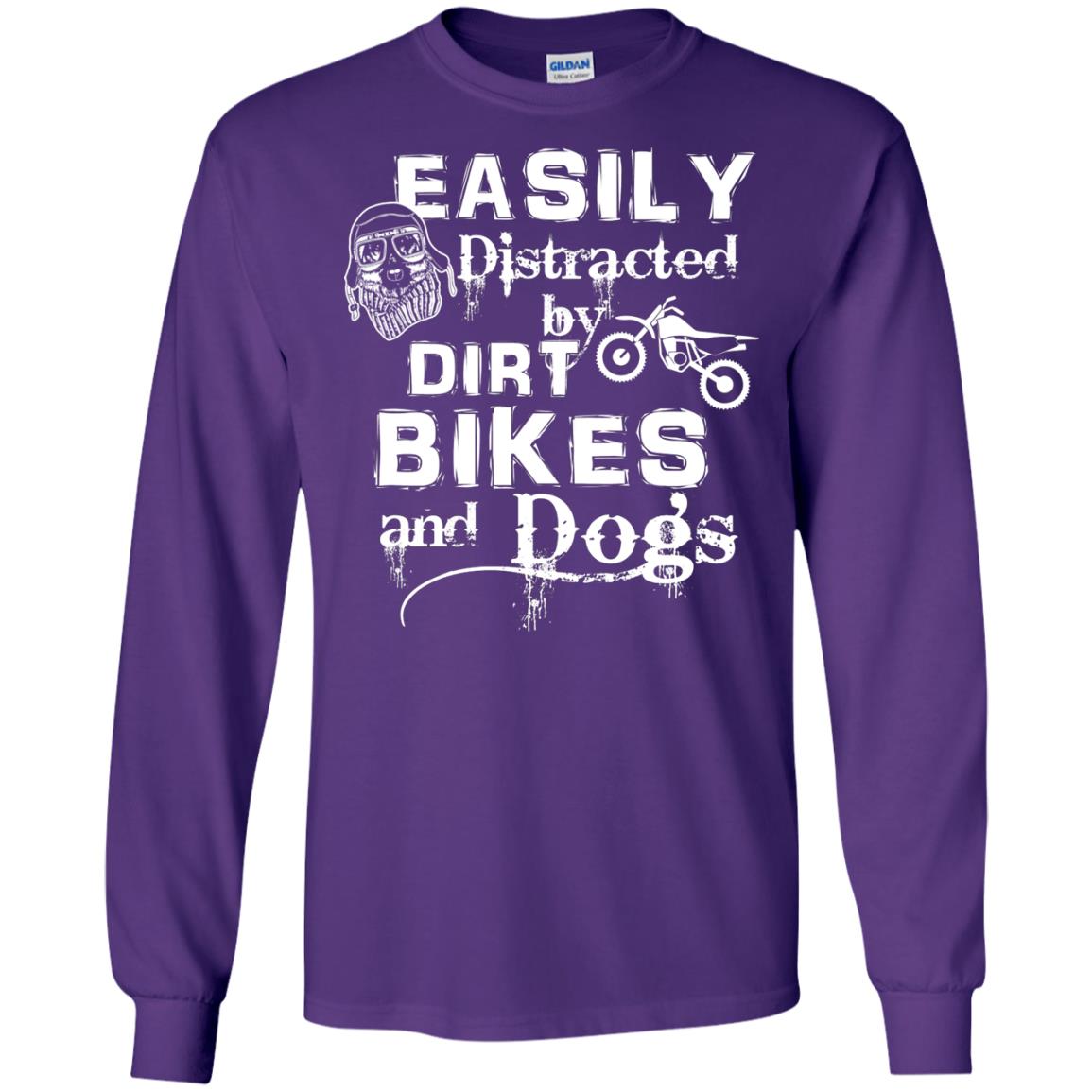 Dogs And Bikes Lover T-shirt Easily Distracted By Dirt Bikes And Dogs Purple