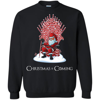 Funny Christmas T-shirt Santa Candy Cane Throne Black