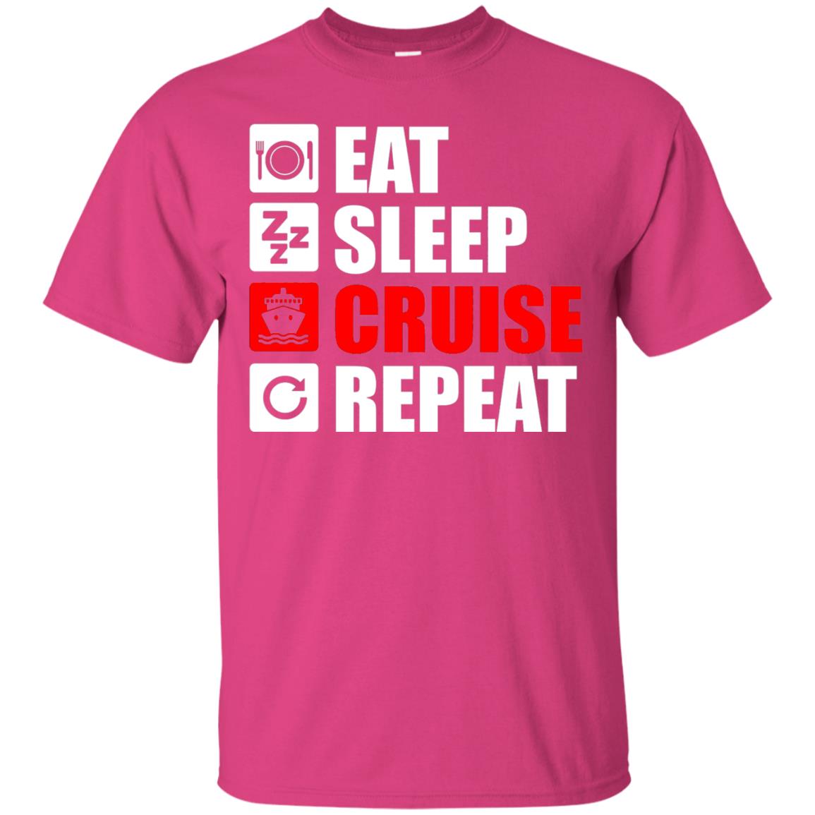 Eat Sleep Cruise Repeat Summer Vacation T-shirt Heliconia