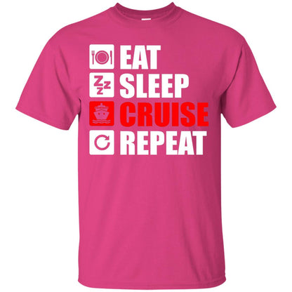 Eat Sleep Cruise Repeat Summer Vacation T-shirt Heliconia