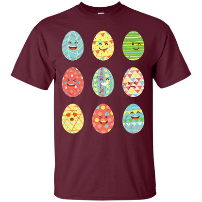 Happy Egg Emoji Easter Sunday Egg Hunt T-shirt Maroon