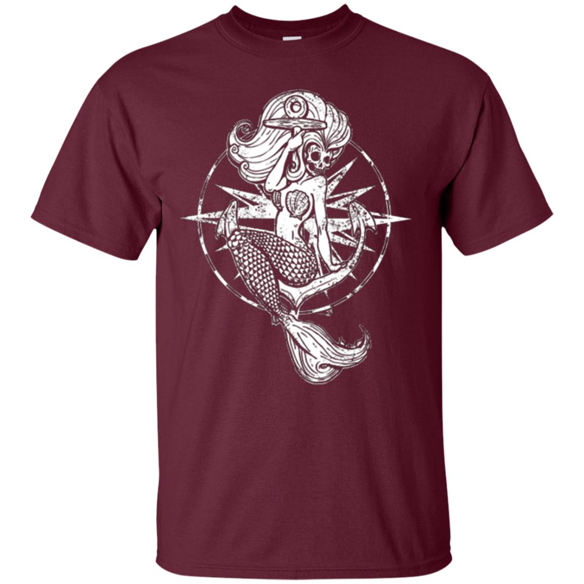 Mermaid Lover T-shirt Skull Mermaid Maroon