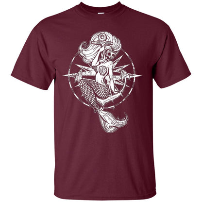 Mermaid Lover T-shirt Skull Mermaid Maroon