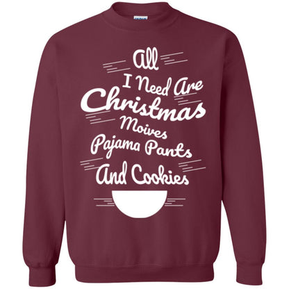 Christmas T-shirt All I Need Are Christmas Movies Pajama Pants Maroon