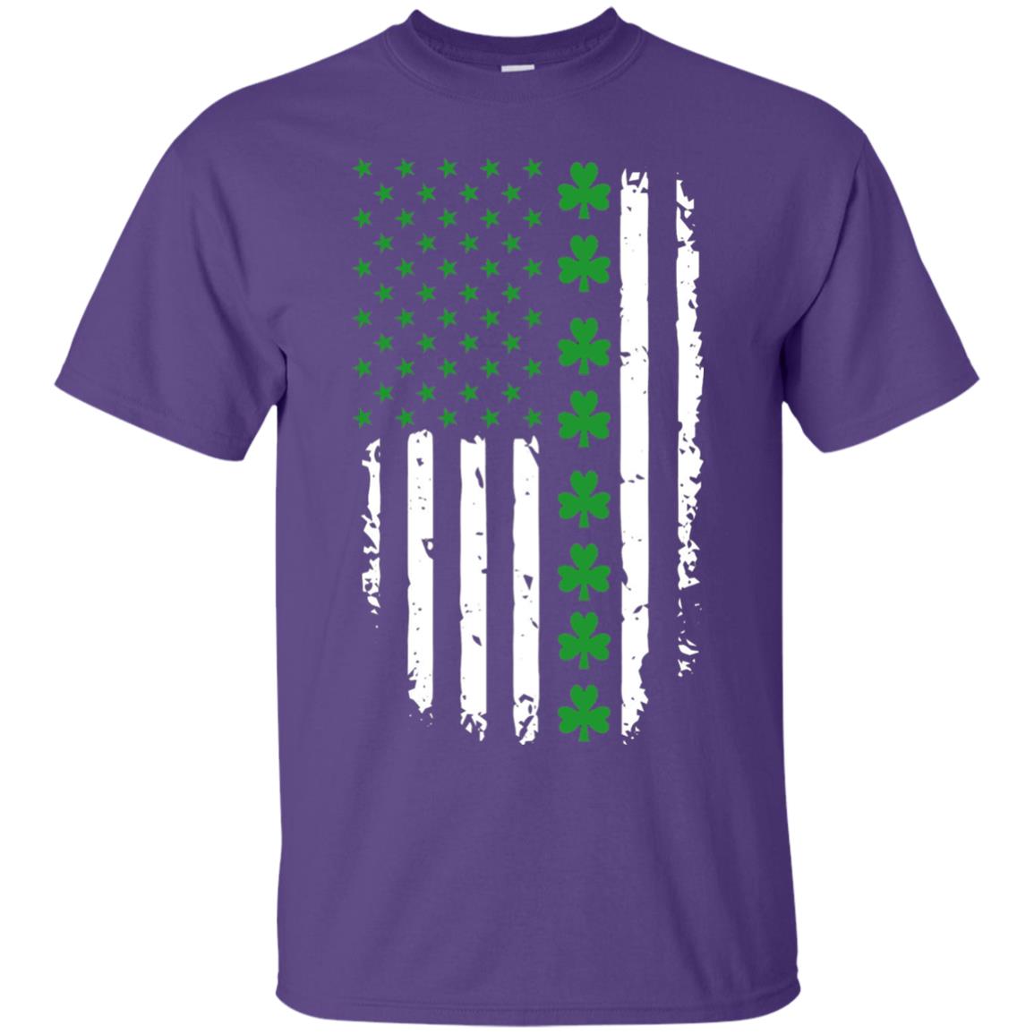 St. Patrick's Day T-shirt Irish American Flag T-shirt Purple