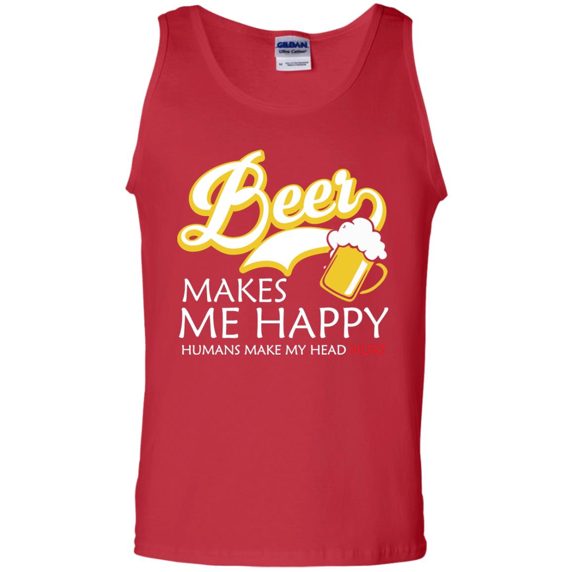 Beer Makes Me Happy Beer Lover T-shirt Red