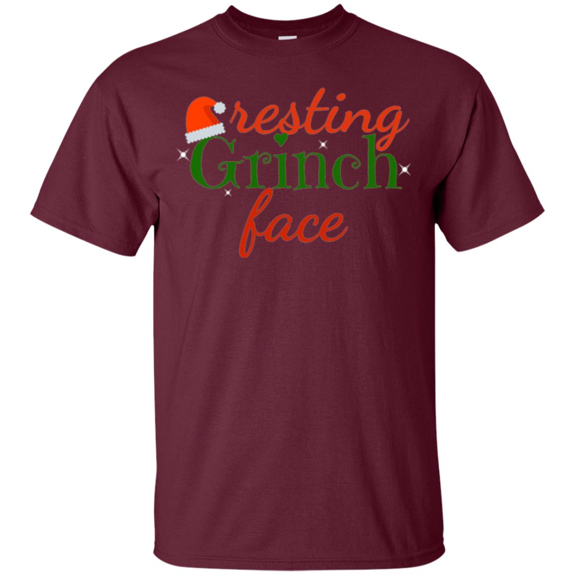 Funny Christmas T-shirt Resting Grinch Face Maroon