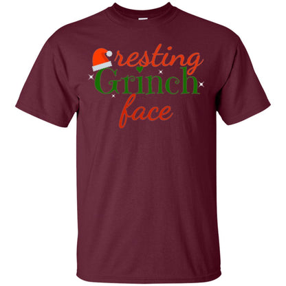 Funny Christmas T-shirt Resting Grinch Face Maroon