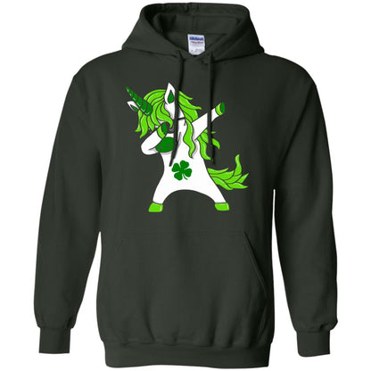 Dabbing Unicorn St Patricks Day Lepricorn T-shirt Forest Green