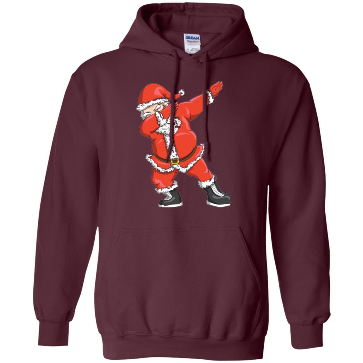 Funny Christmas T-shirt Dabbing Santa Claus Maroon