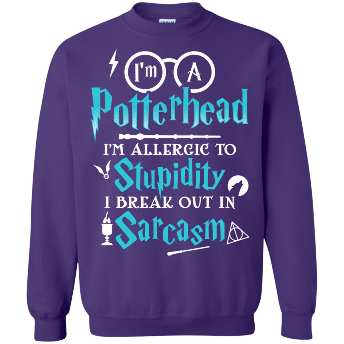 I_m A Potterhead I_m Allergic To Stupidity I Break Out In Sarcasm Harry Potter Fan T-shirt Purple