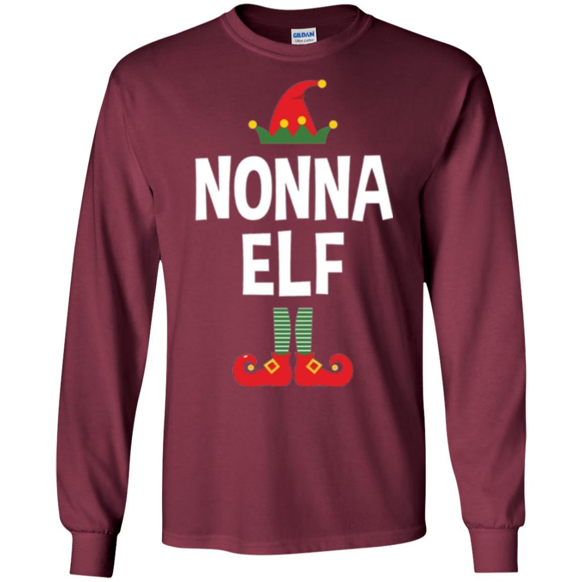 Christmas T-shirt Nonna Elf Christmas Pajamas Maroon