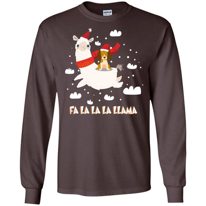 Fa La La La Llama With Beagle X-mas Gift Shirt Dark Chocolate