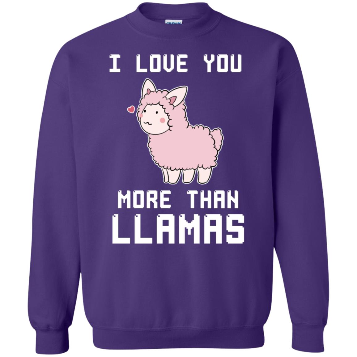 I Love You More Than Llamas Valentines Day Shirt Purple