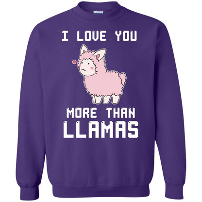 I Love You More Than Llamas Valentines Day Shirt Purple