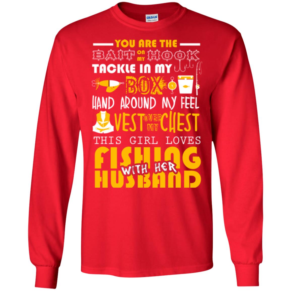 Fishing Lover T-shirt This Girl Loves Fishing With Her Husband Red