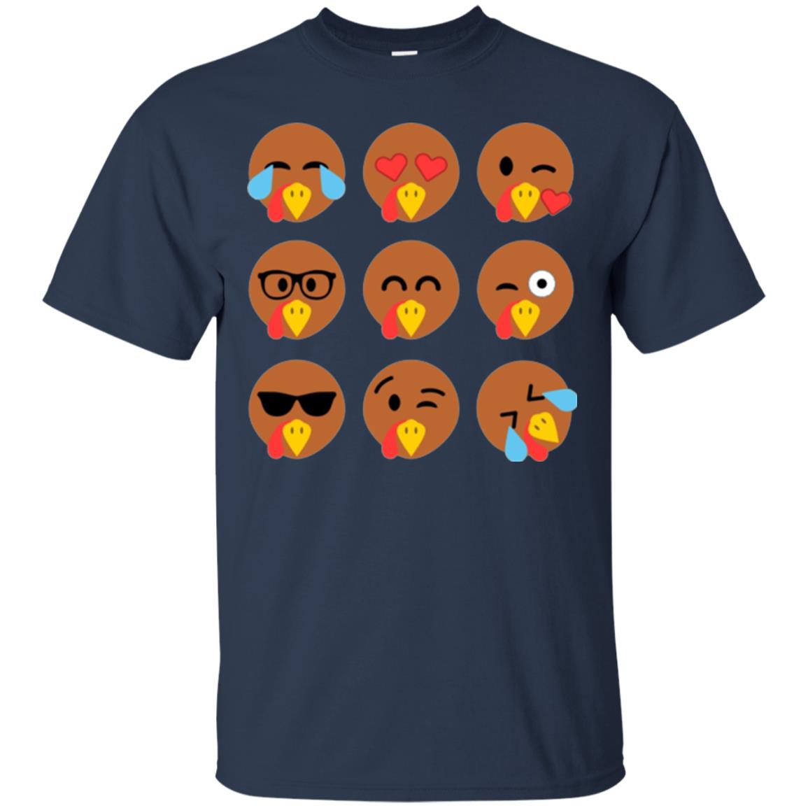Thanksgiving T-shirt Turkey Emojis Navy
