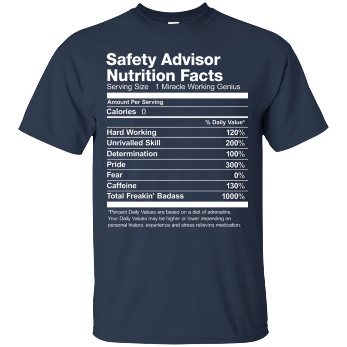 Safety Advisor Nutrition Facts Funny T-shirt Navy