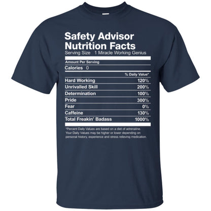 Safety Advisor Nutrition Facts Funny T-shirt Navy