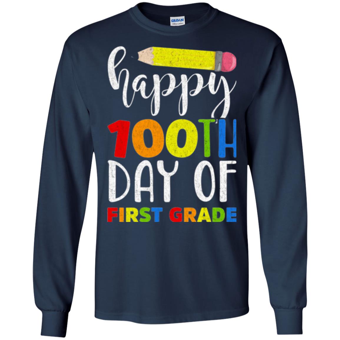 Children T-shirt Happy 100th Day Of First Grade Navy