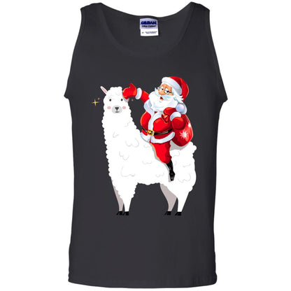 Alpaca Llama And Santa Claus X-mas Gift Shirt Black
