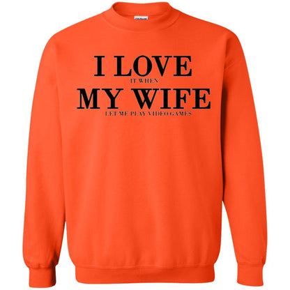 Husband T-shirt I Love It When My Wife Let Me Play Video Games Orange