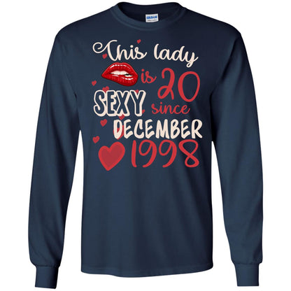 This Lady Is 20 Sexy Since December 1998 20th Birthday Shirt For December Womens Navy