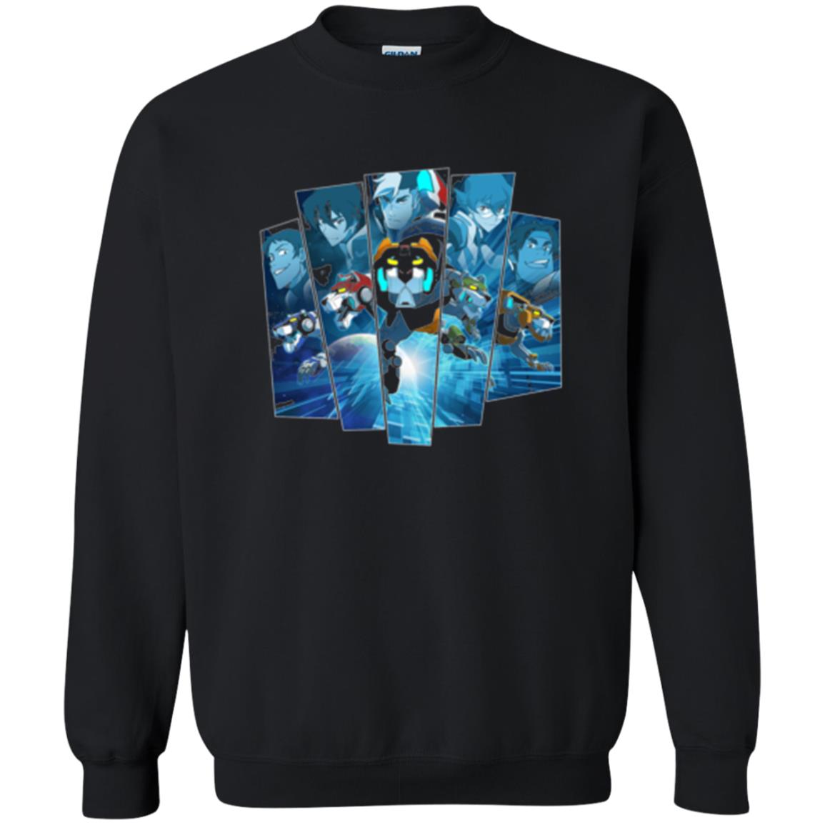 Voltron Legendary Defender 5 Lions In Blue Hue T-shirt Black