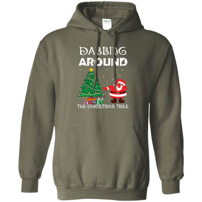 Christmas T-Shirt Dabbing Around The Christmas Tree Military Green