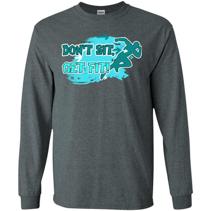 Dont Sit Get Fit Runner Shirt Dark Heather