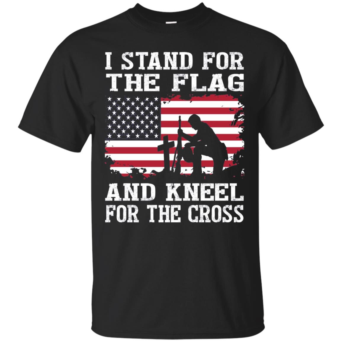 I Stand For The Flag And Kneel For The Cross Military T-shirt Black