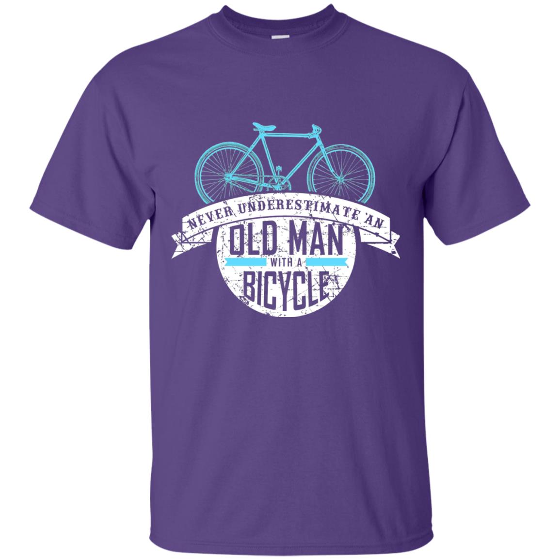 Mens Never Underestimate An Old Man With A Bicycle T-shirt Purple