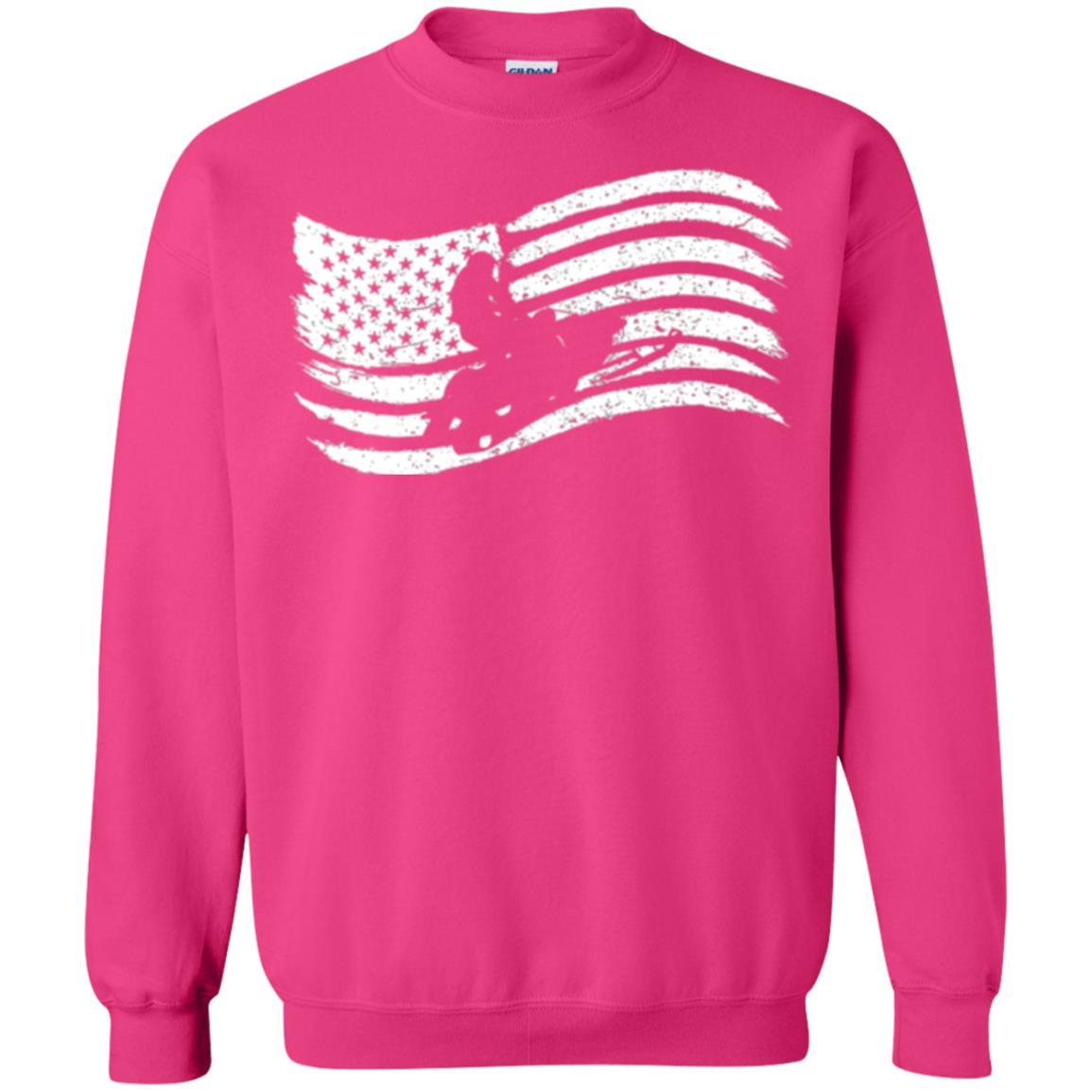 Snowmobile Rider T-shirt American Flag Heliconia