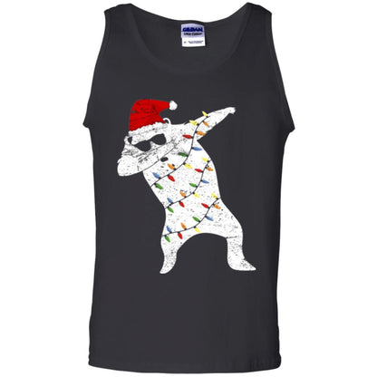 Christmas T-shirt Santa Bear Dabbing Lights Sunglasses Black