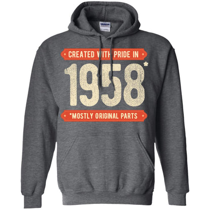 Created With Pride In 1958 Mostly Original Parts 60th Birthday T-shirt Dark Heather
