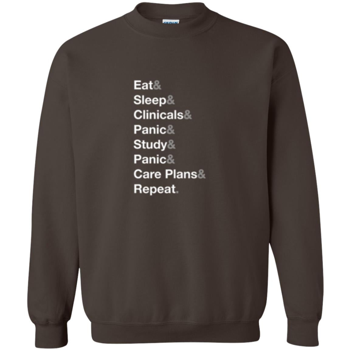 Nurse T-shirt Eat Sleep Clinicals Panic Study Panic Care Plans Repeat Dark Chocolate