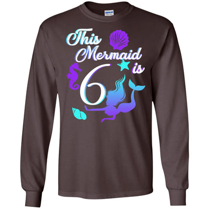 6th Birthday Shirt This Mermaid Is 6 Dark Chocolate