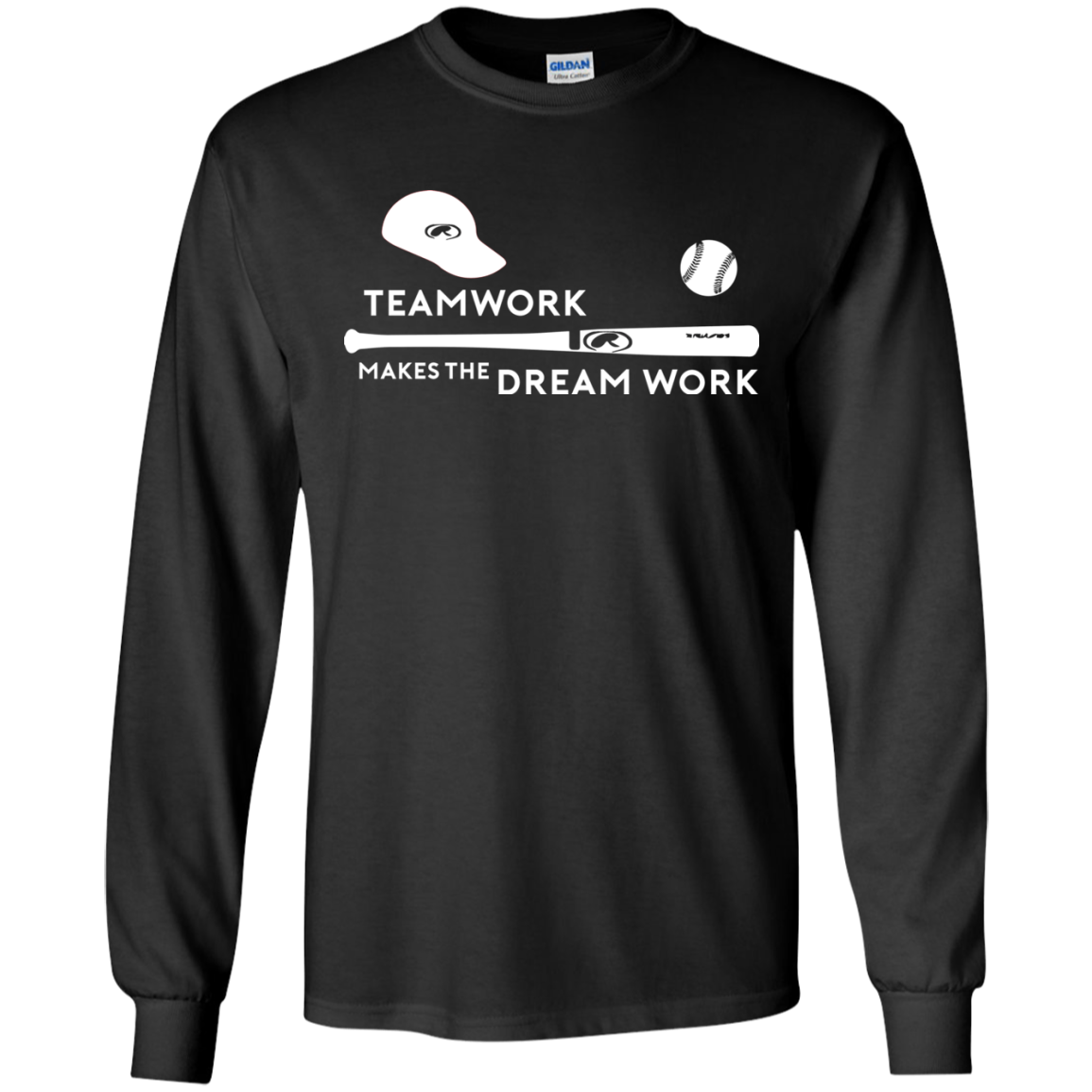 Baseball T-shirt Teamwork Makes The Dream Work Black