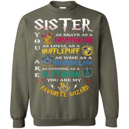 Sister My Favorite Wizard Harry Potter Fan T-shirt Military Green