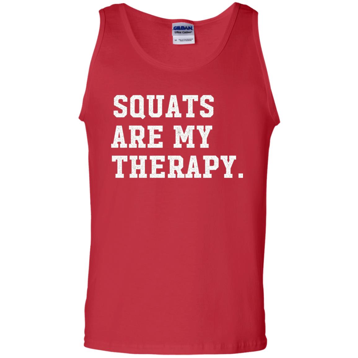 Funny Gym Workout T-shirt Squats Are My Therapy Red