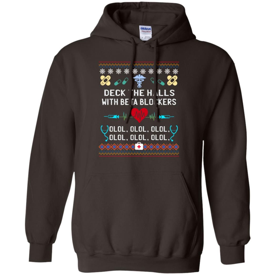 Deck The Halls With Beta Blockers Nursing X-mas Quote Shirt Dark Chocolate