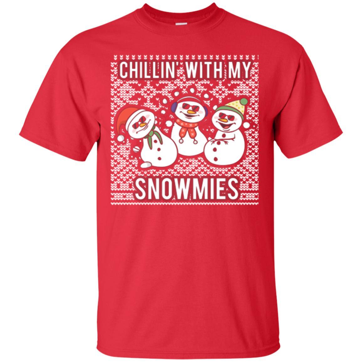 Christmas T-shirt Chillin' With My Snowmies Red
