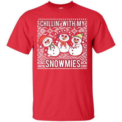 Christmas T-shirt Chillin' With My Snowmies Red