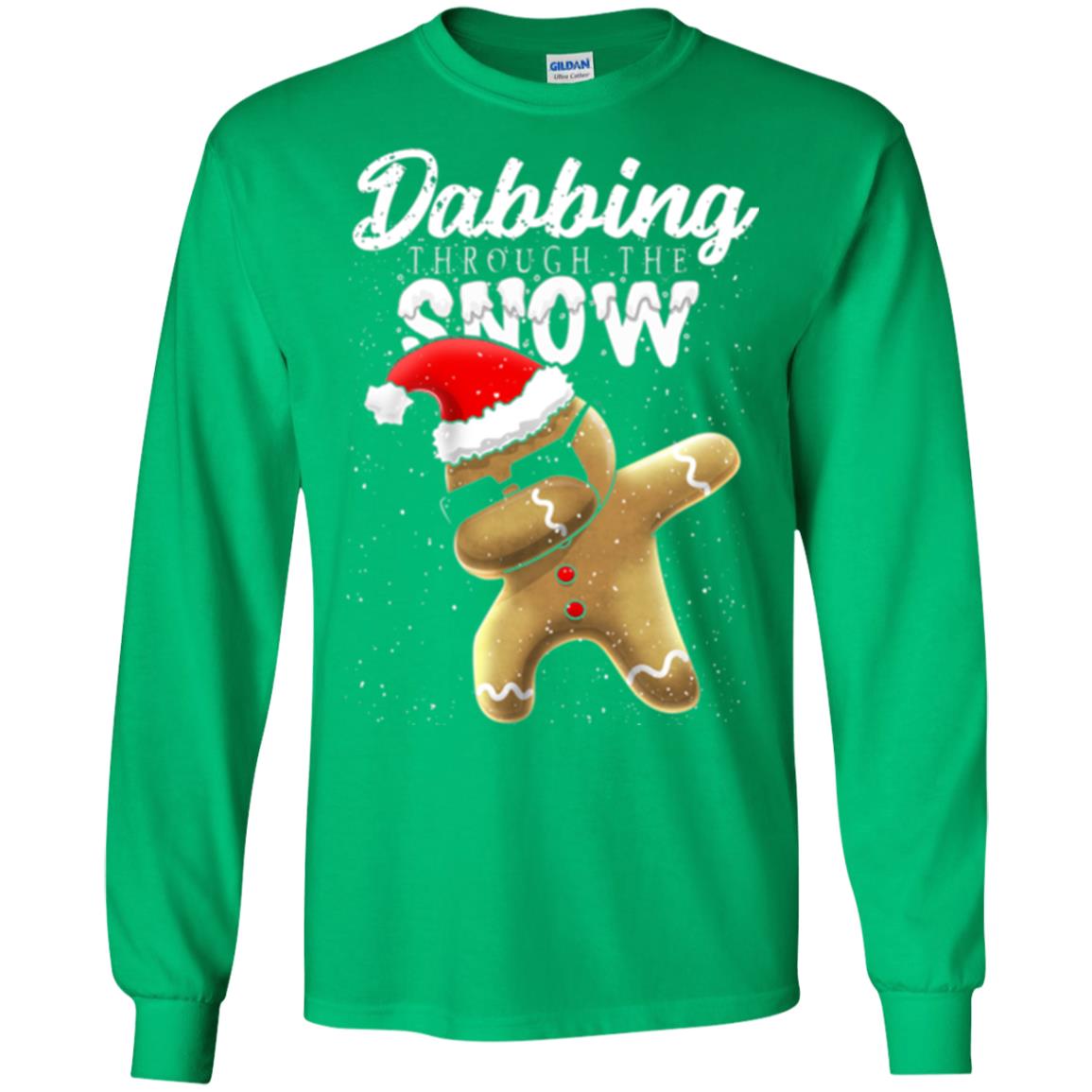 Dabbing Gingerbread T-shirt Dabbing Through The Snow Irish Green
