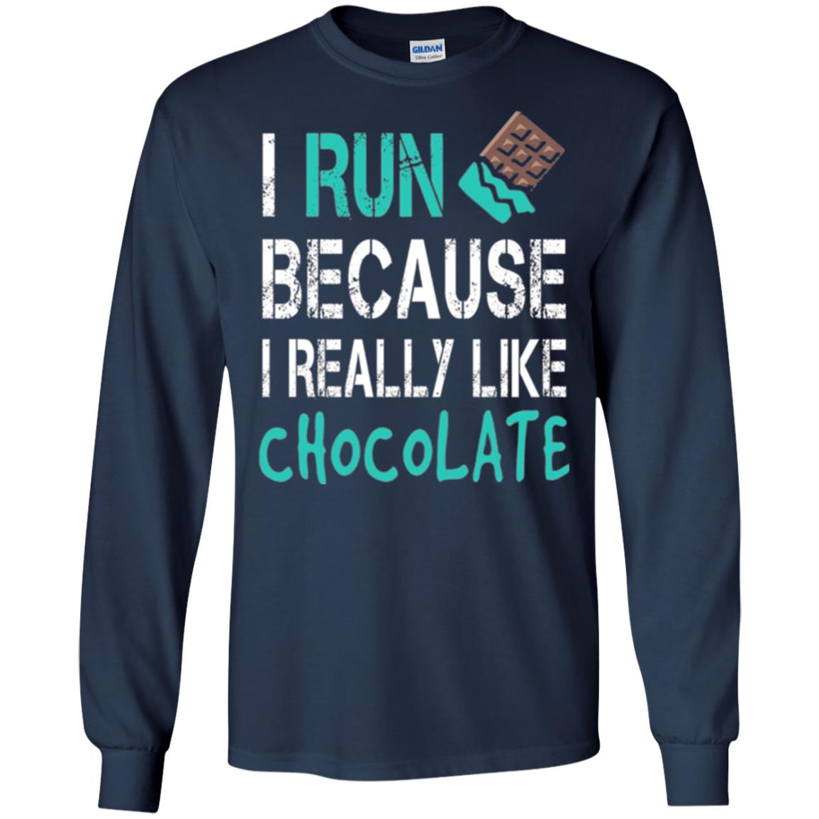 Runner T-shirt I Run Because I Really Like Chocolate Navy