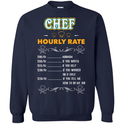 Chef Hourly Rate Cooking Cooker Gift Shirt Navy
