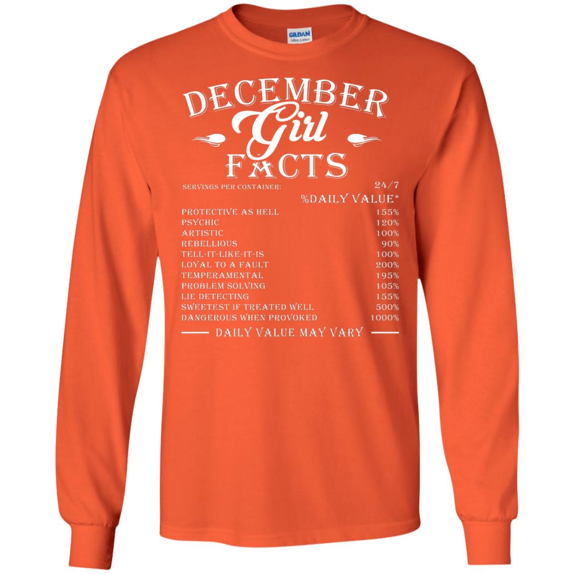 December Girl Facts T-shirt Orange