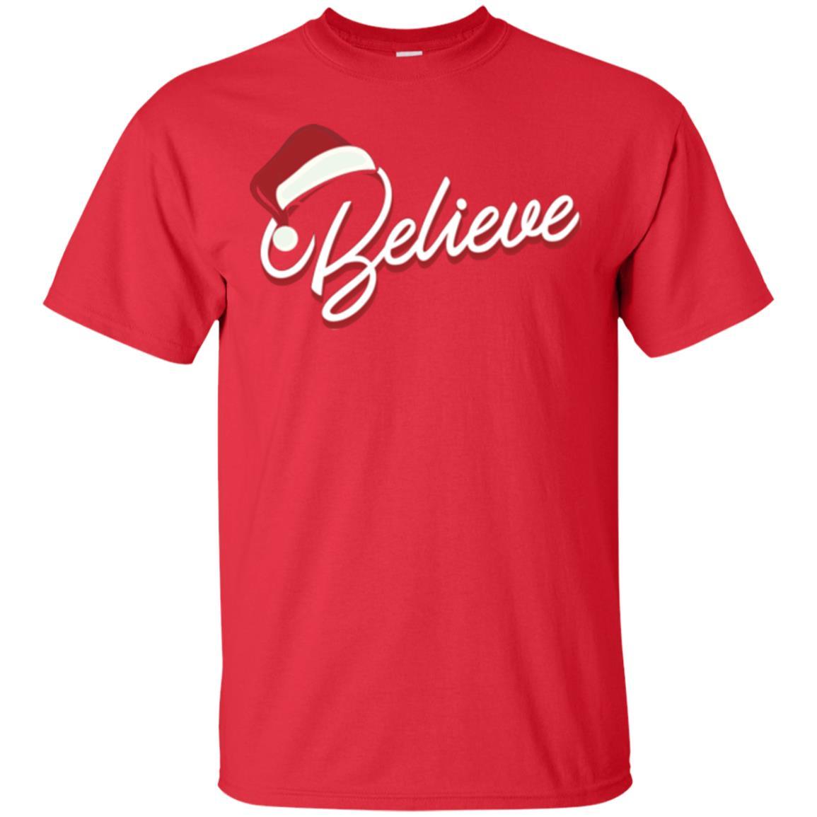 Christmas T-shirt Believe In Santa Claus Red
